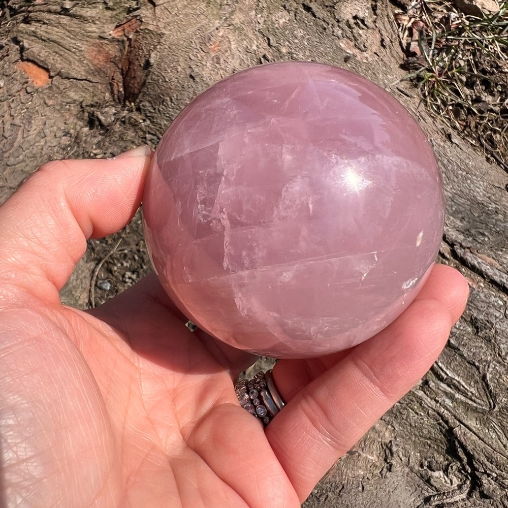 Rose (5) quartz sphere with starlight | Crystal